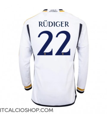 Real Madrid Antonio Rudiger #22 Prima Maglia 2023-24 Manica Lunga